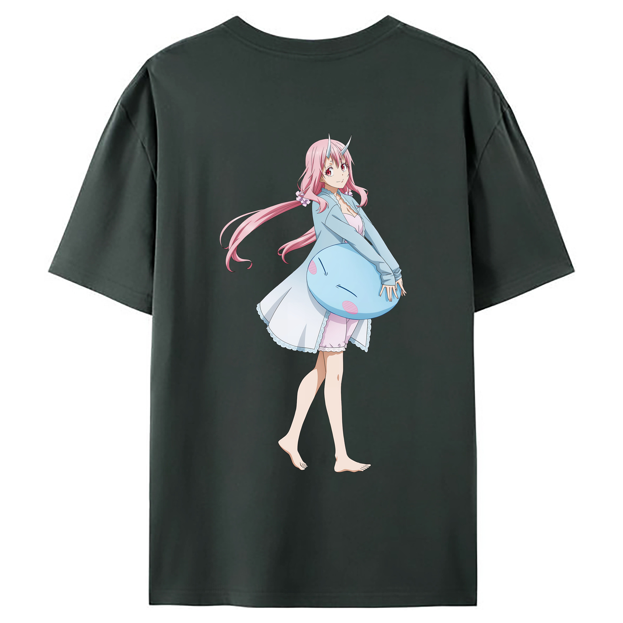 （画像用） 転スラ Regarding Reincarnated to Slime 綿100％ メンズ半袖Tシャツ（バックプリント） 通気性